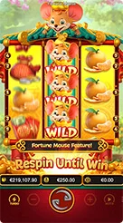 Fortune Mouse · Memeriksa angka pada panel informasi saldo, nilai taruhan aktif, dan nilai kemenangan.